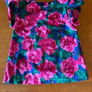 Janie and Jack Floral Shirt Size 3-6 Months Girls Infant Pink Blue Green